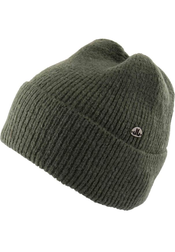 SENZA MARCA - Damski zimowy kapelusz z wełny - Nowoczesny design. Kolor: brązowy, zielony, wielokolorowy. Materiał: akryl, elastan, poliamid. Sezon: zima. Styl: elegancki