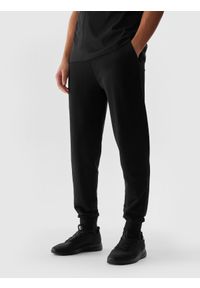 4f - Spodnie dresowe joggery męskie - czarne. Kolor: czarny. Materiał: dresówka. Wzór: gładki, jednolity, ze splotem