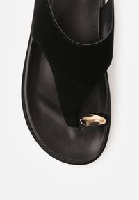 Born2be - Czarne Sandały w Typie Japonek z Imitacji Zamszu ze Sprzączką Arieslyn. Okazja: na co dzień. Zapięcie: sprzączka. Kolor: czarny. Materiał: zamsz. Styl: casual #7