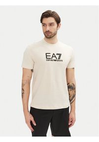 EA7 Emporio Armani T-Shirt 7M000224 AF10375 M1013 Beżowy Regular Fit. Kolor: beżowy. Materiał: bawełna