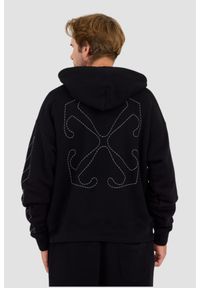 OFF-WHITE Czarna męska bluza haftowana Stitch Arr Skate Hoodie, Rozmiar L. Kolor: czarny. Wzór: haft #7