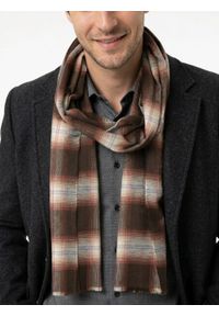 V. Fraas - Szalik Brązowo-Beżowy w Kratkę, Miękki, Firmy V.Fraas -Cashmink- Elegancki, Męski. Kolor: brązowy, wielokolorowy, beżowy. Materiał: syntetyk, materiał, wełna, poliakryl, tkanina. Wzór: kratka. Sezon: lato. Styl: elegancki #4