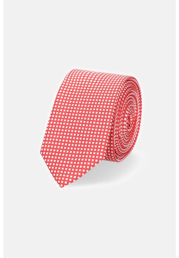 Lancerto - Krawat Czerwony Wzór Geometryczny. Kolor: czerwony. Materiał: mikrofibra. Wzór: geometria