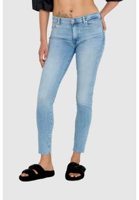 7 FOR ALL MANKIND Jasnoniebieskie jeansy damskie z wysokim stanem HW SKINNY SLIM ILLUSION, Rozmiar 29. Stan: podwyższony. Kolor: niebieski