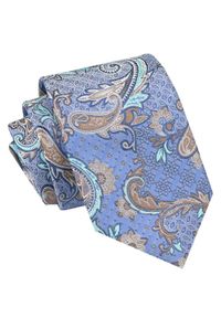Męski Krawat Angelo di Monti - Niebieski, Duże Kwiaty. Kolor: niebieski. Materiał: tkanina. Wzór: kwiaty. Styl: wizytowy, elegancki