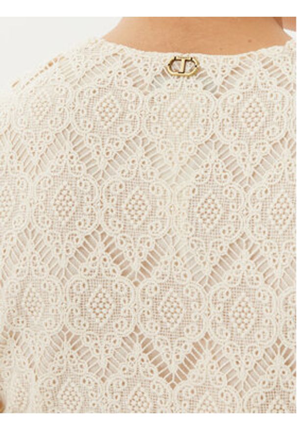 TwinSet - TWINSET Sukienka koktajlowa 251TP2402 Beżowy Regular Fit. Kolor: beżowy. Materiał: bawełna. Styl: wizytowy