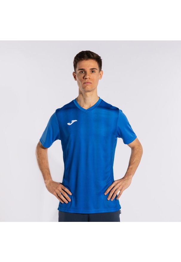 Koszulka do piłki nożnej męska Joma Boy Inter II z krótkim rękawem. Kolor: niebieski. Długość rękawa: krótki rękaw. Długość: krótkie. Sport: piłka nożna