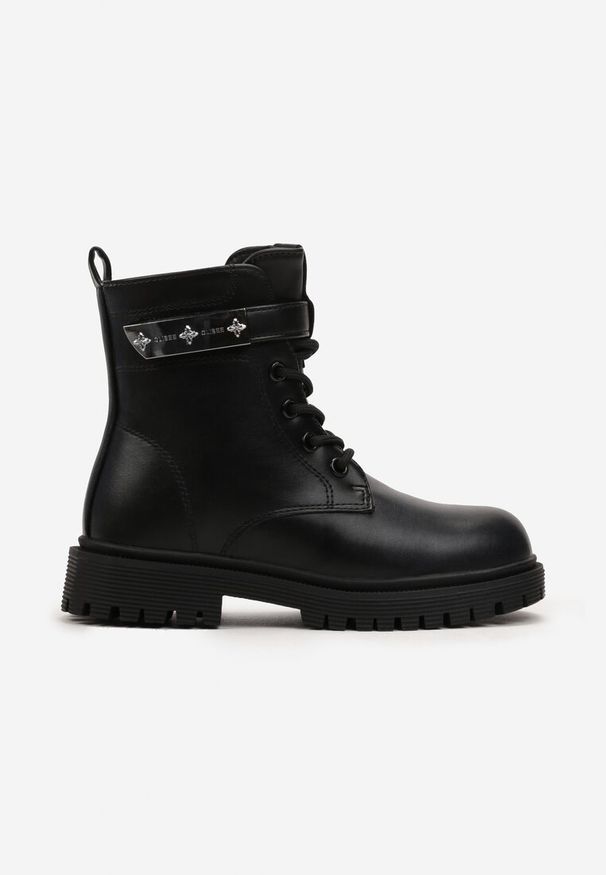 Born2be - Czarne Ocieplane Botki Workery Harnia. Okazja: na co dzień. Kolor: czarny. Styl: casual