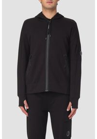 C.P. Company - C.P. COMPANY Czarna męska bluza Hooded Open. Kolor: czarny