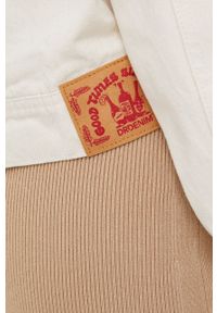 Dr. Denim kurtka jeansowa damska kolor beżowy przejściowa oversize. Kolor: beżowy. Materiał: denim, jeans. Wzór: gładki