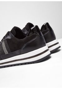 Sneakersy na platformie Jana, tęgość H bonprix czarny. Kolor: czarny. Materiał: materiał, syntetyk, poliester, skóra. Obcas: na platformie #4