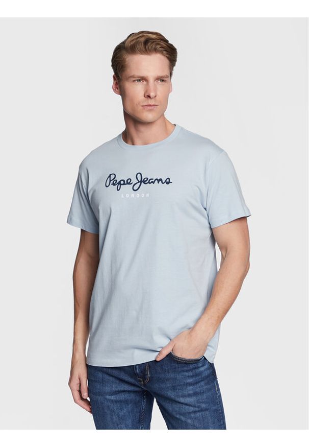 Pepe Jeans T-Shirt Eggo PM508208 Niebieski Regular Fit. Kolor: niebieski. Materiał: bawełna