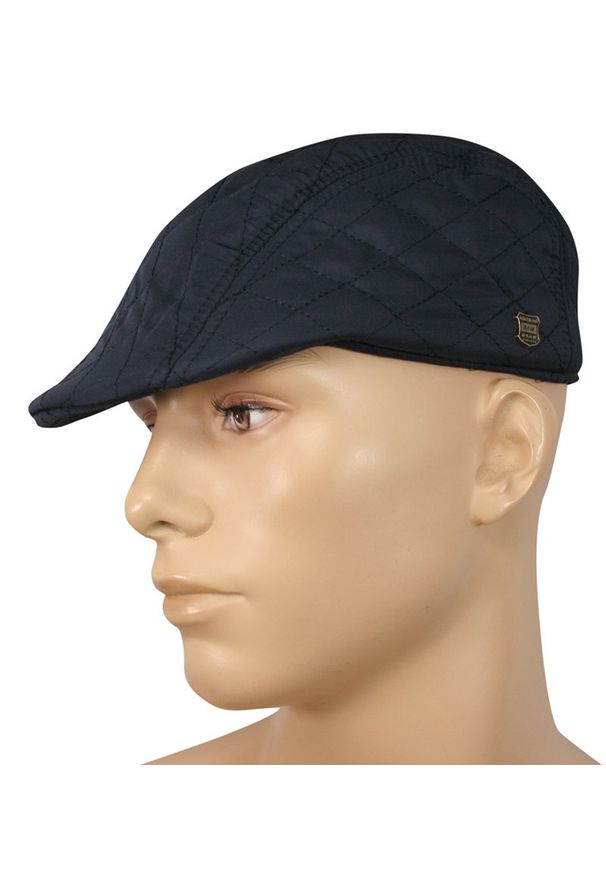 Kaszkiet z Nausznikami Granat Pikowany Jesienno-Zimowy, Ocieplany Polarem, Bez Regulacji -Pako Jeans. Kolor: niebieski. Materiał: poliester. Sezon: jesień, zima