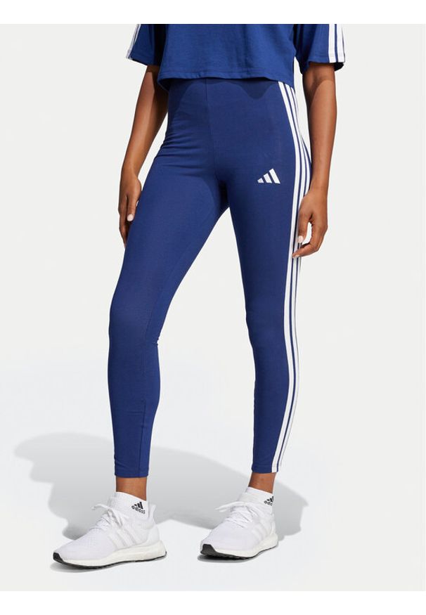 Adidas - adidas Legginsy Essentials 3-Stripes JE0067 Granatowy Slim Fit. Kolor: niebieski. Materiał: bawełna