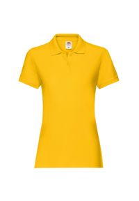 FRUIT OF THE LOOM - Damska Koszulka Polo Premium Plain. Typ kołnierza: polo. Kolor: żółty, pomarańczowy, wielokolorowy