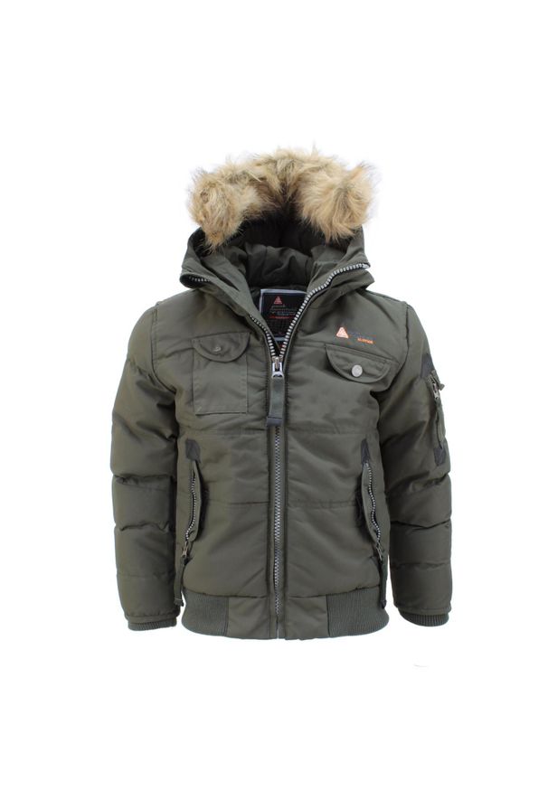 PEAK MOUNTAIN - Dziecięca kurtka puchowa Peak Mountain Ecoflik. Kolor: zielony. Materiał: puch