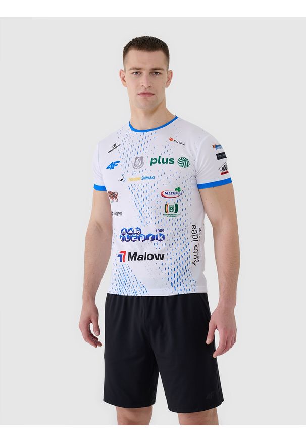 4f - 4F Koszulka meczowa replika domowa z sezonu 2024/2025 męska 4F x Ślepsk Malow Suwałki - multikolor M. Okazja: do domu. Kolor: wielokolorowy. Materiał: dzianina, włókno, syntetyk, materiał. Wzór: gładki, ze splotem. Styl: klasyczny, sportowy