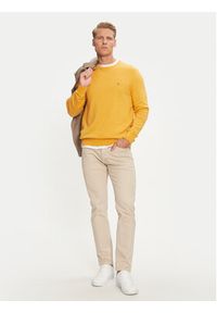 TOMMY HILFIGER - Tommy Hilfiger Sweter Essential MW0MW14748 Żółty Regular Fit. Kolor: żółty. Materiał: bawełna