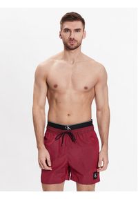 Calvin Klein Swimwear Szorty kąpielowe Medium Double Wb KM0KM00846 Bordowy Regular Fit. Kolor: czerwony. Materiał: syntetyk #3