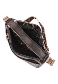 Brązowa Stylowa Torebka Anekke Modna Listonoszka Damska. Kolor: brązowy. Wzór: napisy, aplikacja. Styl: elegancki #2