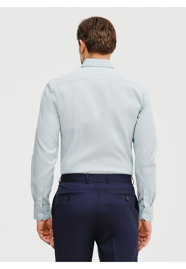 Pako Lorente - PAKO LORENTE – Zielona bawełniana koszula męska. Kolor: niebieski, zielony. Materiał: bawełna. Długość rękawa: długi rękaw. Długość: długie. Wzór: gładki