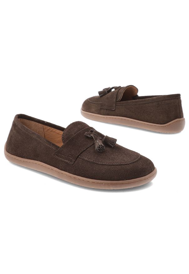 Czekoladowe Mokasyny Armodo Skórzane Obuwie Damskie Barefoot. Okazja: na co dzień. Kolor: brązowy. Materiał: skóra. Styl: casual, elegancki