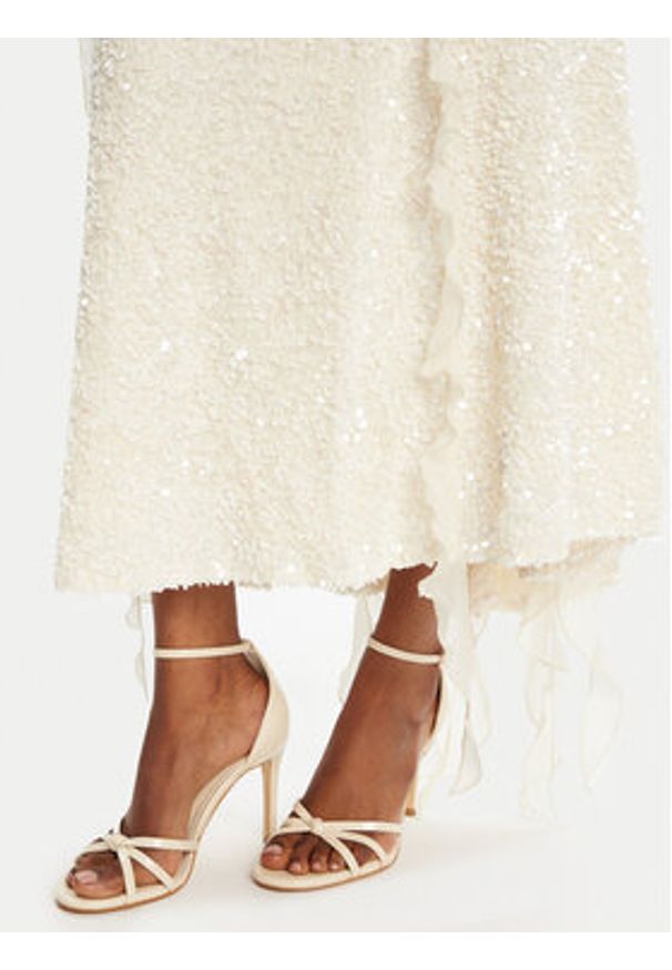 BARDOT - Bardot Sukienka koktajlowa Marsella Ruffle 59338DB1 Écru Regular Fit. Materiał: syntetyk. Styl: wizytowy