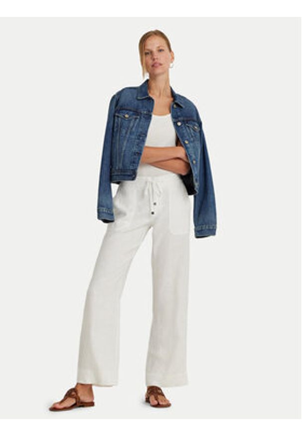 Lauren Ralph Lauren Spodnie materiałowe 200735138001 Biały Wide Leg. Kolor: biały. Materiał: len