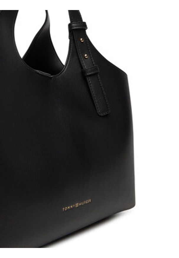 TOMMY HILFIGER - Tommy Hilfiger Torebka Th Logo Satchel AW0AW18282 Czarny. Kolor: czarny. Materiał: skórzane
