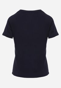 Renee - Granatowy T-shirt z Bawełny z Okrągłym Dekoltem Nedima. Okazja: na co dzień. Kolor: niebieski. Materiał: bawełna. Styl: klasyczny, casual #6