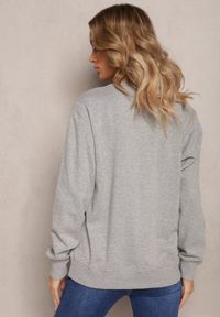 Renee - Szara Bawełniana Bluza w Melanż o Oversizowym Fasonie Jeustena. Kolor: szary. Materiał: bawełna. Wzór: melanż. Styl: klasyczny #3