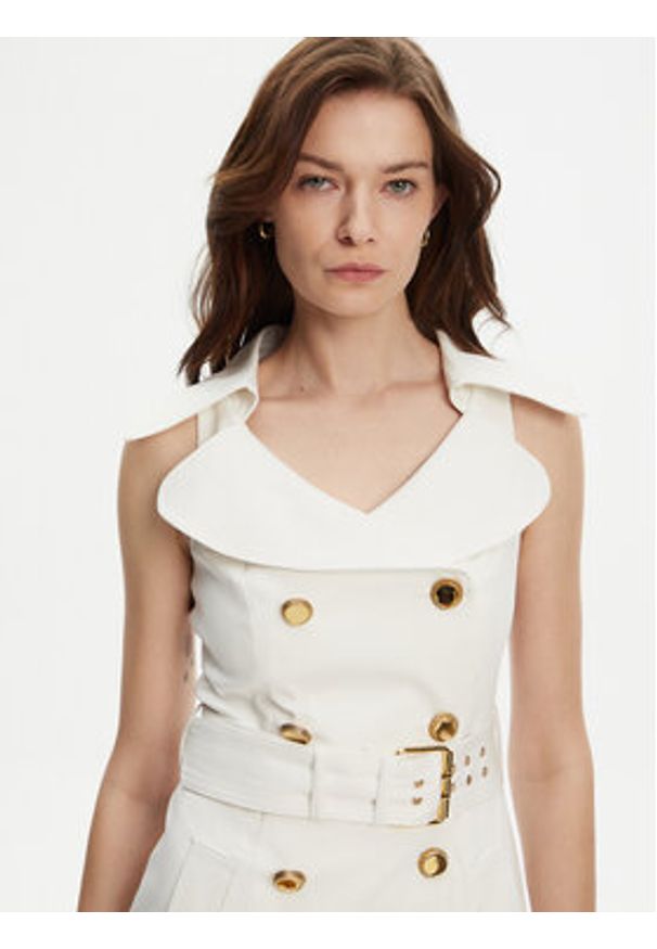 Marciano Guess Sukienka koktajlowa 5YGK37 7311A Biały Regular Fit. Kolor: biały. Materiał: bawełna, syntetyk. Styl: wizytowy