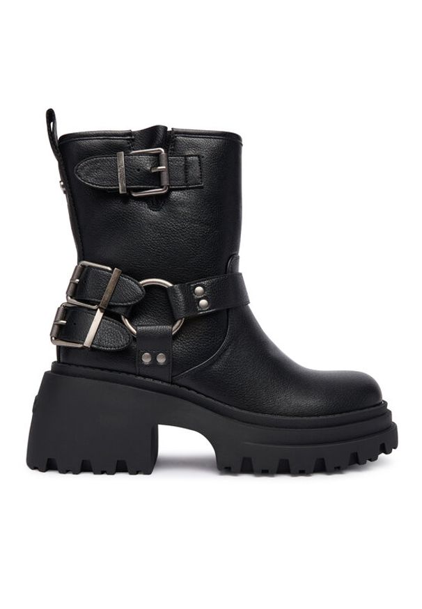 Buffalo Botki Bravr Biker Lo 1220067 Czarny. Kolor: czarny. Materiał: skóra