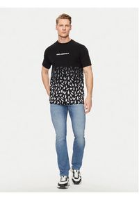 Karl Lagerfeld - KARL LAGERFELD T-Shirt 755033 542221 Czarny Regular Fit. Typ kołnierza: dekolt w karo. Kolor: czarny. Materiał: bawełna #3