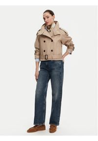 TOMMY HILFIGER - Tommy Hilfiger Trencz WW0WW43933 Beżowy Regular Fit. Kolor: beżowy. Materiał: bawełna #5