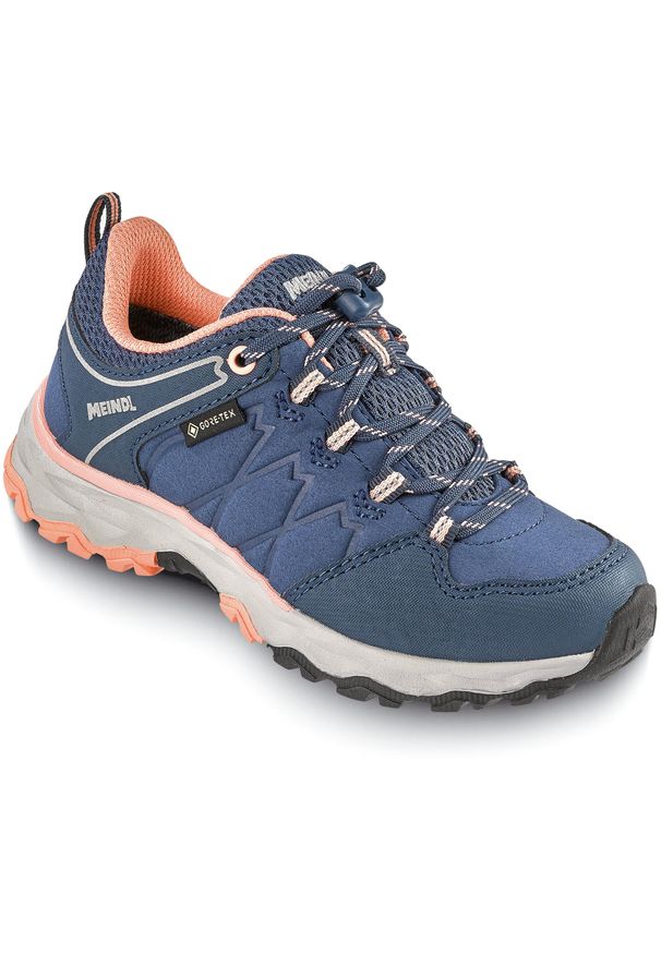 Buty trekkingowe dziecięce MEINDL Ontario Junior GTX, z membraną Gore-Tex. Kolor: niebieski. Technologia: Gore-Tex. Sport: turystyka piesza