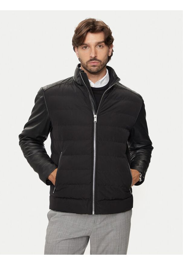 BOSS Kurtka skórzana C-Mersino 50518724 Czarny Regular Fit. Kolor: czarny. Materiał: syntetyk