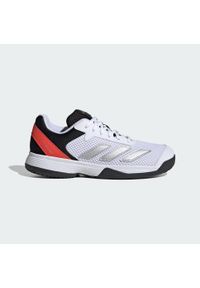Adidas - Buty Courtflash Tennis Kids. Kolor: biały, czerwony, wielokolorowy, szary. Materiał: materiał. Sport: tenis