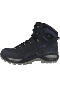 Buty trekkingowe męskie Lowa Renegade Evo Mid Gtx. Wysokość cholewki: za kostkę. Zapięcie: sznurówki. Kolor: niebieski. Materiał: materiał, skóra, syntetyk. Szerokość cholewki: normalna