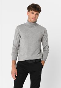 Volcano - Sweter z golfem S-MAX. Typ kołnierza: golf. Kolor: szary. Materiał: prążkowany, dzianina, materiał. Wzór: gładki, ze splotem. Sezon: zima, jesień, wiosna. Styl: klasyczny #1