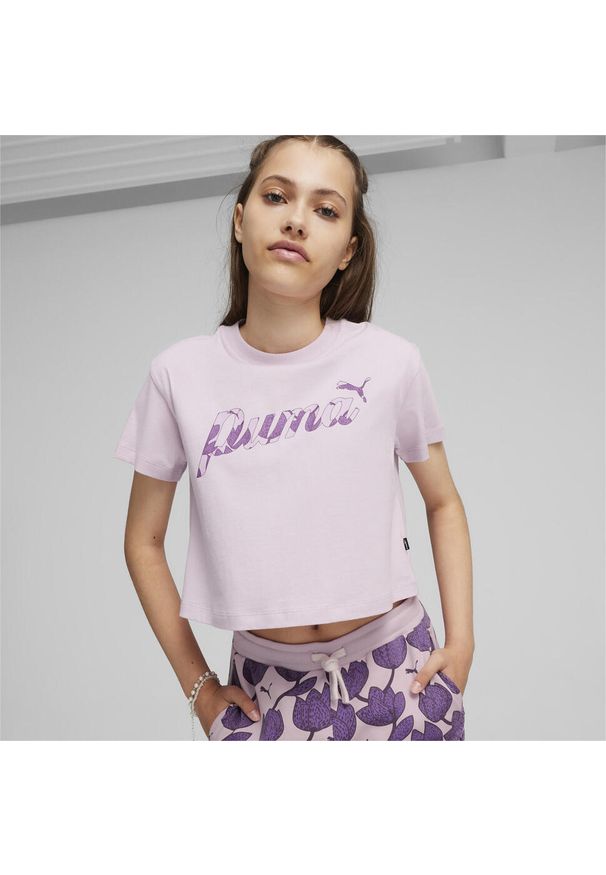 Dziewczęcy crop top Puma Blossom ESS+. Kolor: fioletowy