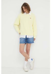 Levi's® - Levi's bluza bawełniana damska kolor żółty z aplikacją. Okazja: na spotkanie biznesowe. Kolor: żółty. Materiał: bawełna. Długość rękawa: długi rękaw. Długość: długie. Wzór: aplikacja. Styl: biznesowy, klasyczny #4