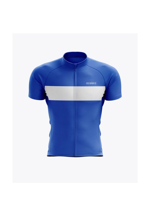 ACELERA - Męska koszulka kolarska Essential z krótkim rękawem. Kolor: niebieski, wielokolorowy, biały. Materiał: materiał. Długość rękawa: krótki rękaw. Długość: krótkie. Sport: kolarstwo