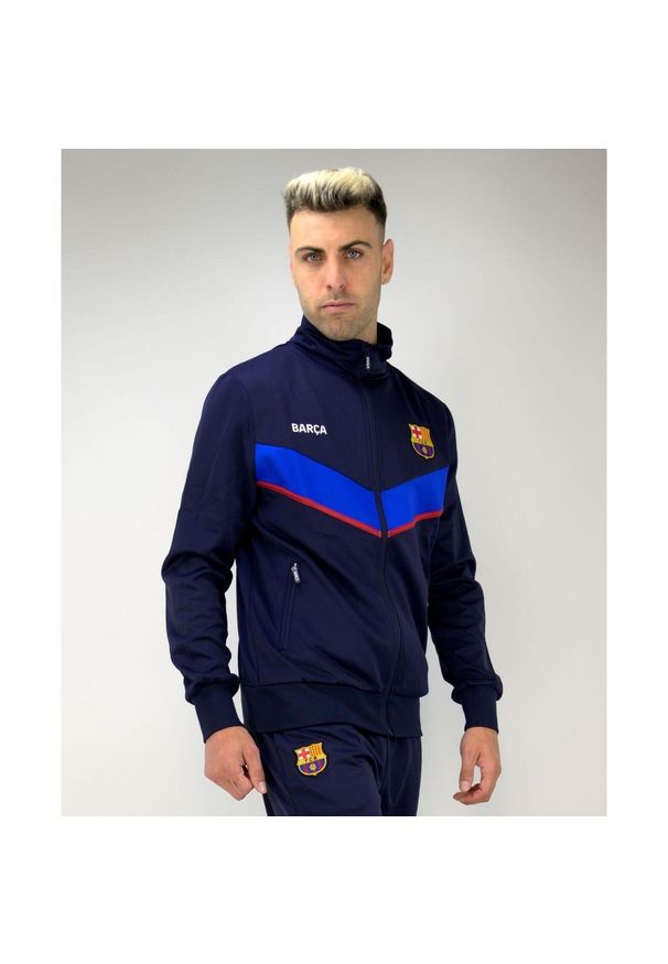 Dres piłkarski męski FC Barcelona. Kolor: wielokolorowy. Materiał: dresówka. Sport: piłka nożna
