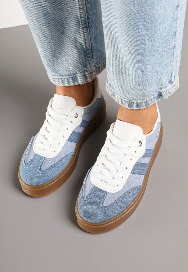 Born2be - Niebieskie Sneakersy na Kauczukowej Podeszwie Ardislo. Okazja: na co dzień. Kolor: niebieski. Materiał: kauczuk