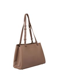 DAVID JONES - Klasyczny tote bag David Jones CM6533 c. beżowy. Kolor: beżowy. Wzór: gładki. Materiał: skórzane. Styl: klasyczny
