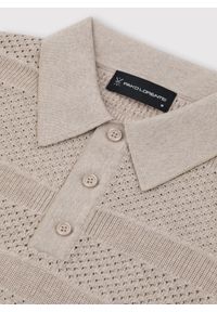 Pako Lorente - PAKO LORENTE – Beżowe polo swetrowe. Okazja: na co dzień. Typ kołnierza: polo. Kolor: beżowy. Materiał: bawełna. Styl: casual #8