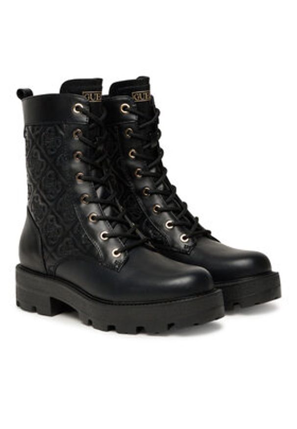 Guess Botki FLTYAN ELE10 Czarny. Kolor: czarny. Materiał: skóra