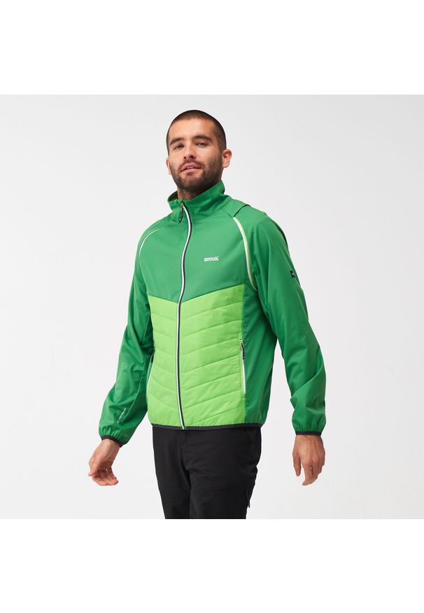 Regatta - Męska kurtka turystyczna hybrydowa ocieplana Steren. Kolor: zielony. Sport: turystyka piesza