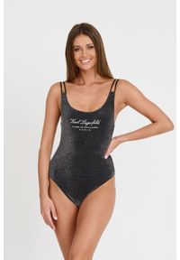 Karl Lagerfeld - KARL LAGERFELD Czarny damski jednoczęściowy strój kąpielowy Hotel Karl Lurex, Rozmiar S. Kolor: czarny #1
